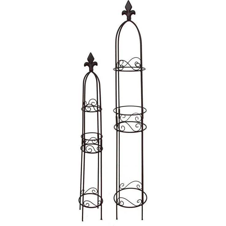 HTI-Living Rankhilfe Rankgitter 2er Set Celia, 2 witterungsbeständige Metallspaliere in Schwarz, Höhe 89 cm und 71 cm, Barock-Optik