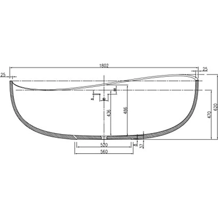BERNSTEIN Freistehende Badewanne WAVE STONE, Mineralguss, 180 x 110 cm, Schwarz matt, antibakteriell, inkl. Ab- und Überlaufsystem – Bild 5