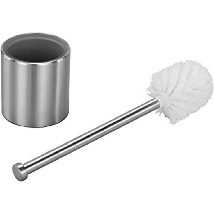 axentia WC Bürste Edelstahl & Behälter matt gebürstet - Garnitur mit Toilettenbürste, Toilettenbürstenhalter & Ersatzbürste - Design WC Set stehend ohne Bohren, 10 x 10 x 36 cm – Bild 2