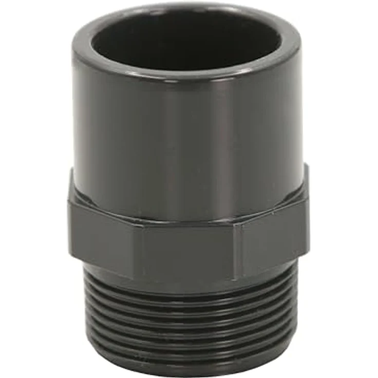 HAF 2x PVC Fittings Übergangsnippel 50/63mm x 2", Klebemuffe mit Außengewinde, graues PVC, PN16 für Druck- und Saugleitungen – Bild 3