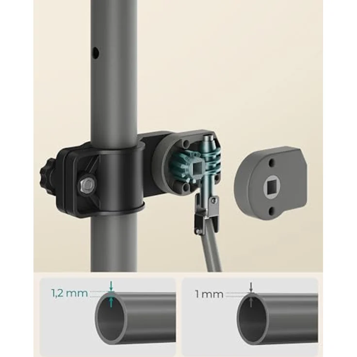 SONGMICS Klemmmarkise, Balkonmarkise mit Handkurbel, höhenverstellbar, Sonnenschutz, 300 x 120 cm, grau – Bild 4