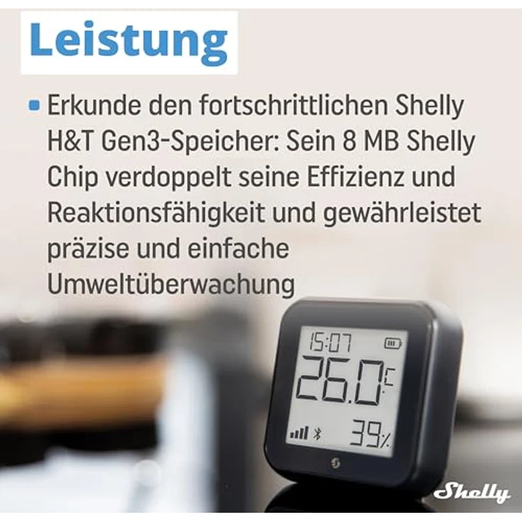 Shelly H&T Gen 3 Matte Black, Wlan-Thermometer + Hygrometer mit E-Paper-Display, schwarz – Bild 5