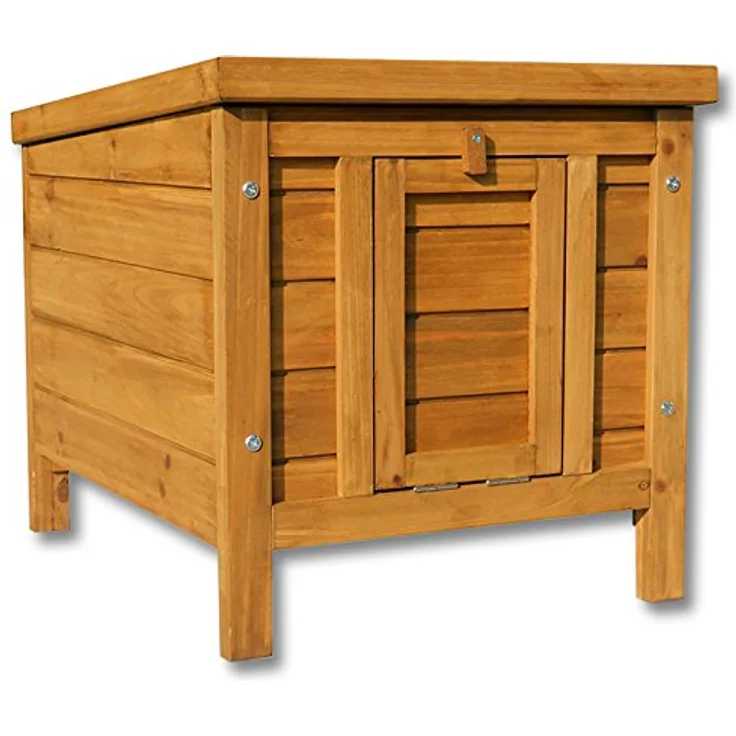 Wiltec Katzenhaus 420 x 515 x 430 mm aus Fichtenholz, Kleintierhaus Kaninchenstall mit Dach aufklappbar, Bitumeneindichtung, Tierstall für Garten/Balkon