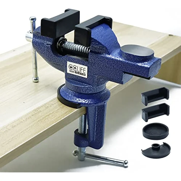 CCLIFE Drehbarer Werkbankschraubstock, Parallelschraubstock 50/70mm, blau, Eisen – Bild 6
