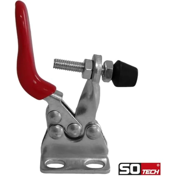 SO-TECH Kniehebelspanner, Kniehebelklemme mit Haltekraft bis zu 27 kg, rot, kompakte Bauweise für präzises Fixieren – Bild 3