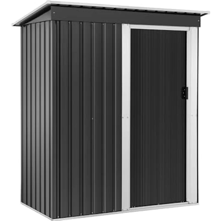 Uniprodo Geräteschuppen 163 x 181 x 89 cm verzinkter Stahl wetterfest mit großer Tür und Lüftungslöcher, Gartenschrank in Grau