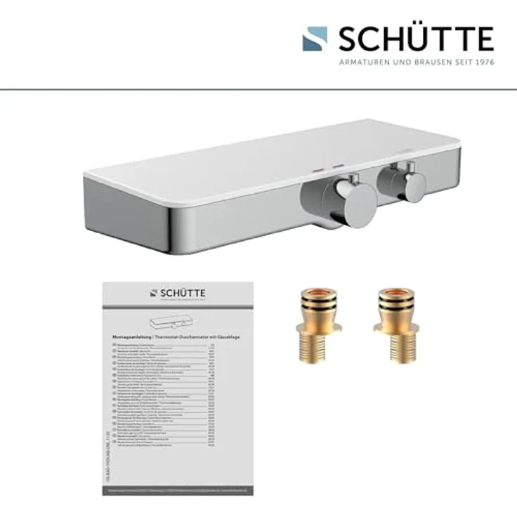 SCHÜTTE OCEAN Thermostat Duscharmatur, Chrom/Weiß, mit Ablage – Bild 6