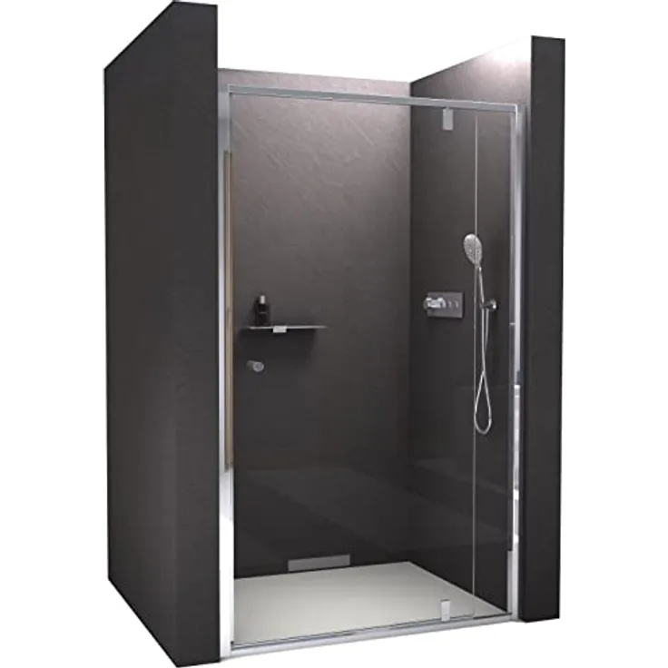 NEXTREND Nischendusche NT606 FLEX, Drehtür an Festfeld mit 6 mm Nano Klarglas, Breite 1000 mm, Profilfarbe Chrom