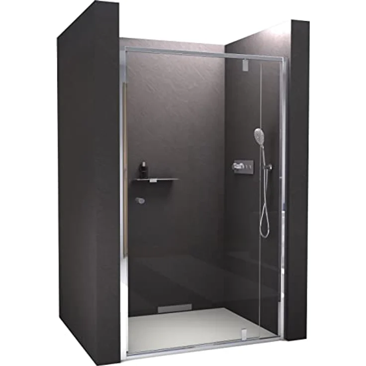 NEXTREND Nischendusche NT606 FLEX, Drehtür an Festfeld mit 6 mm Nano Klarglas, Breite 1000 mm, Profilfarbe Chrom – Bild 1