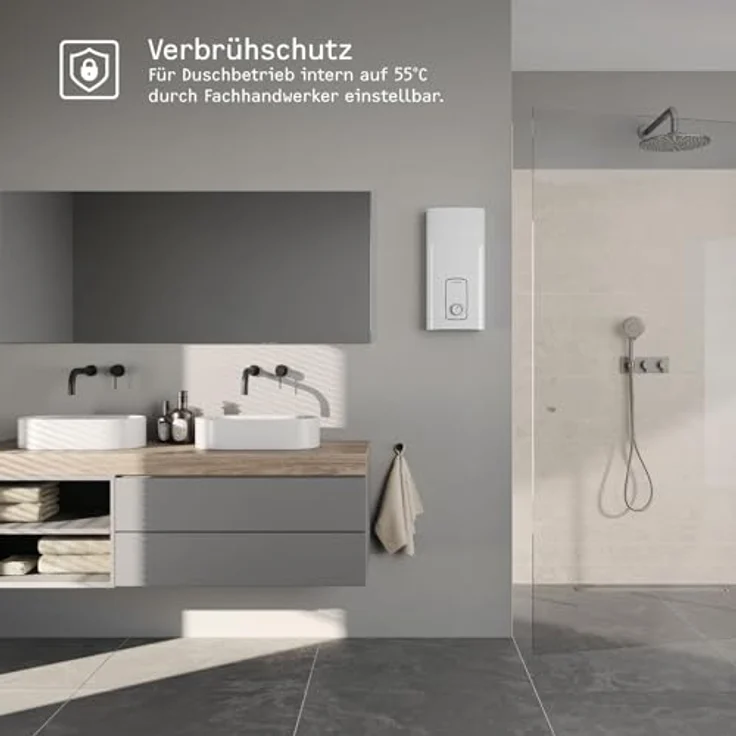 STIEBEL ELTRON Durchlauferhitzer DHB 18/21/24 ST Trend, 18/21/24 kW wählbar, energiesparend, für Küche und Bad, druckfest, mit Temperaturregler – Bild 3