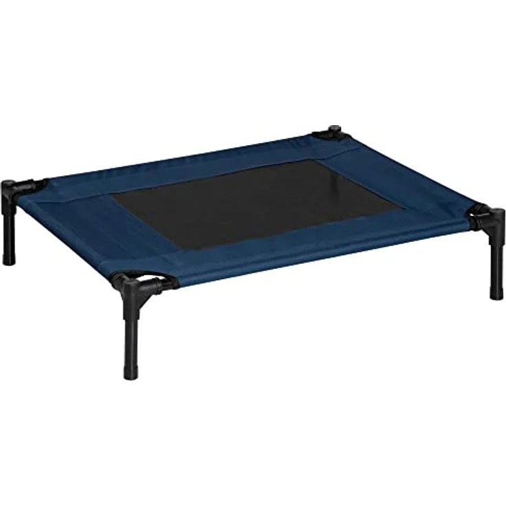 PawHut Hundebett Hundeliege Outdoor Katzenbett Haustierbett Schlafplatz Stahl 600D Oxford-Gewebe Blau 76 x 61 x 18 cm, erhöhtes Bett mit Stahlrahmen für mittelgroße Hunde bis 20 kg – Bild 1
