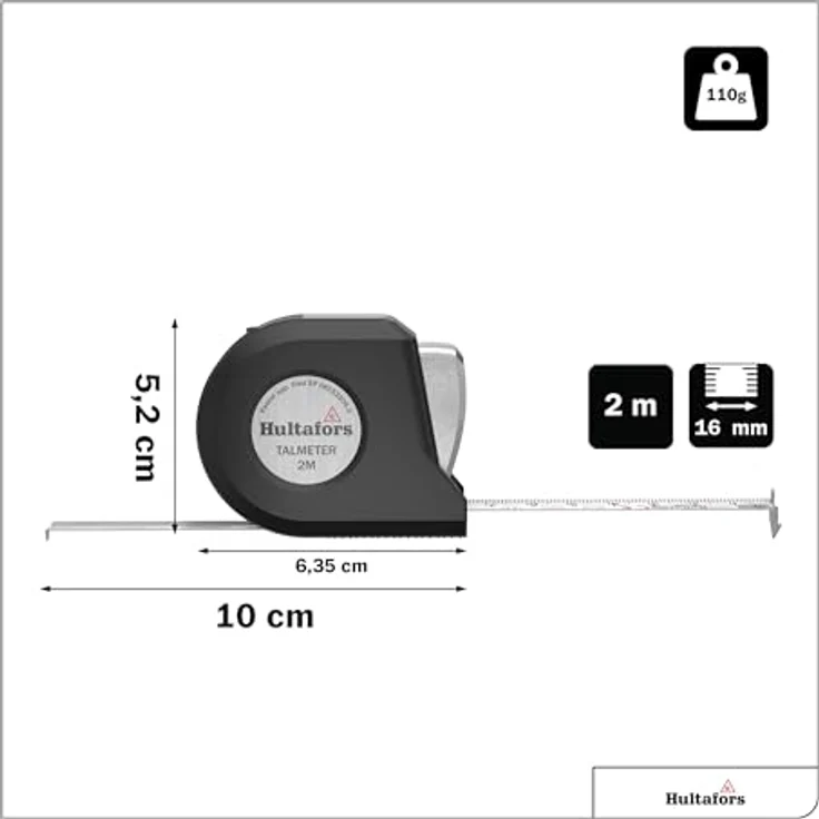 Hultafors Taschenrollbandmaß Talmeter L.2m Band-B.16mm ABS-Gehäuse Hultafors – Bild 3
