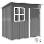 Outsunny Gerätehaus 2,55m², Gartenhaus mit Pultdach, Stahlkonstruktion, Fenster und abschließbarer Tür, Dunkelgrau
