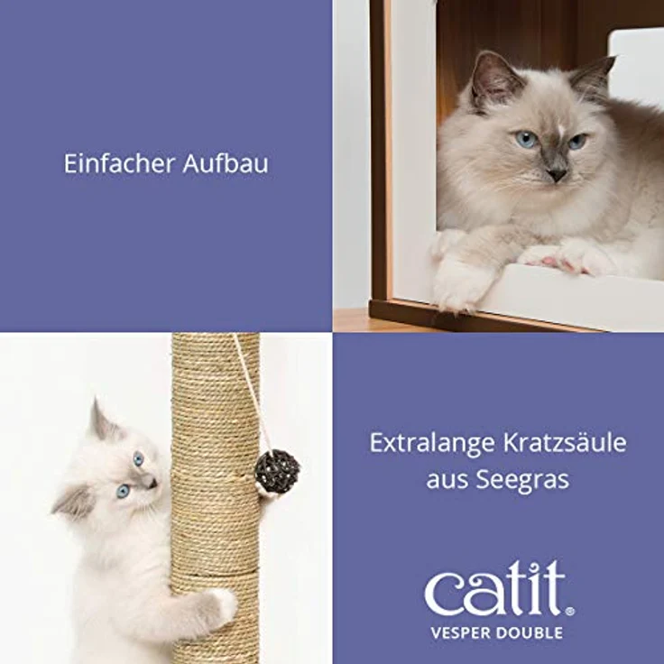 VESPER Catit 52048 Vesper Katzenmöbel Double, walnuss, zwei Kubus-Höhlen mit einer Plattform, 1 Stück (1er Pack) – Bild 3