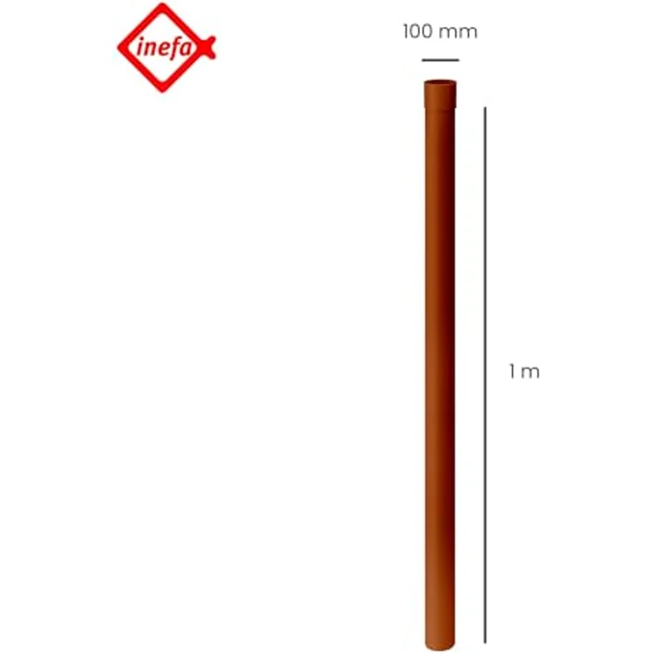 INEFA Regenrinnen Fallrohr 100 cm DN 100, PVC-U Kunstoff, braun, witterungsbeständig mit Steckmuffe für einfache Montage – Bild 2