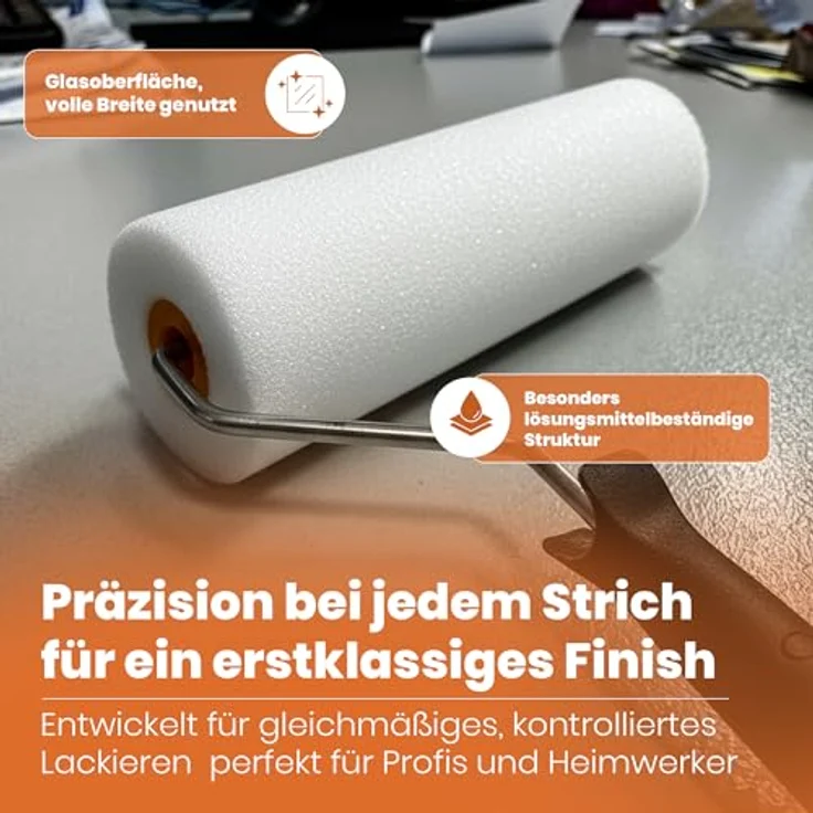 varivendo Schaumwalze, superfein, 11 cm, für glatte Oberflächen, 10 Farbrollen, Lackierwalze – Bild 6