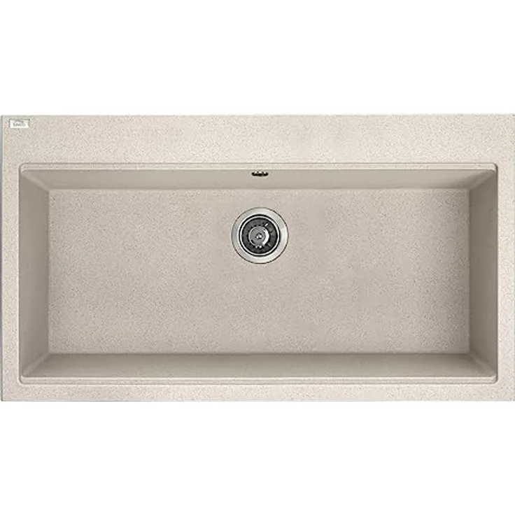 KOLMAN Granitspüle Tau Spülbecken Einzelbecken mit Space Saving Siphon, Beige, 50x90 cm