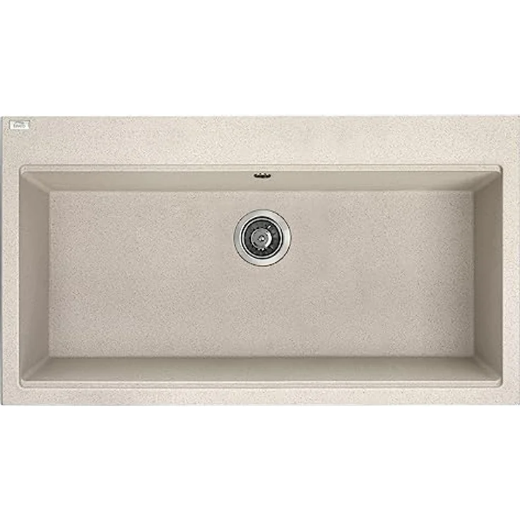 KOLMAN Granitspüle Tau Spülbecken Einzelbecken mit Space Saving Siphon, Beige, 50x90 cm – Bild 1