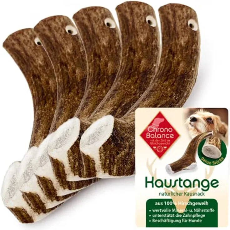 ChronoBalance® XL (5er Set) Hirschgeweih Hundespielzeug, Zahnpflege, Kausnack, Kauknochen - Naturbelassen, ohne Zusätze