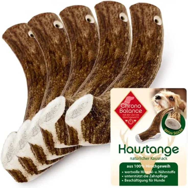 ChronoBalance® XL (5er Set) Hirschgeweih Hundespielzeug, Zahnpflege, Kausnack, Kauknochen - Naturbelassen, ohne Zusätze – Bild 1