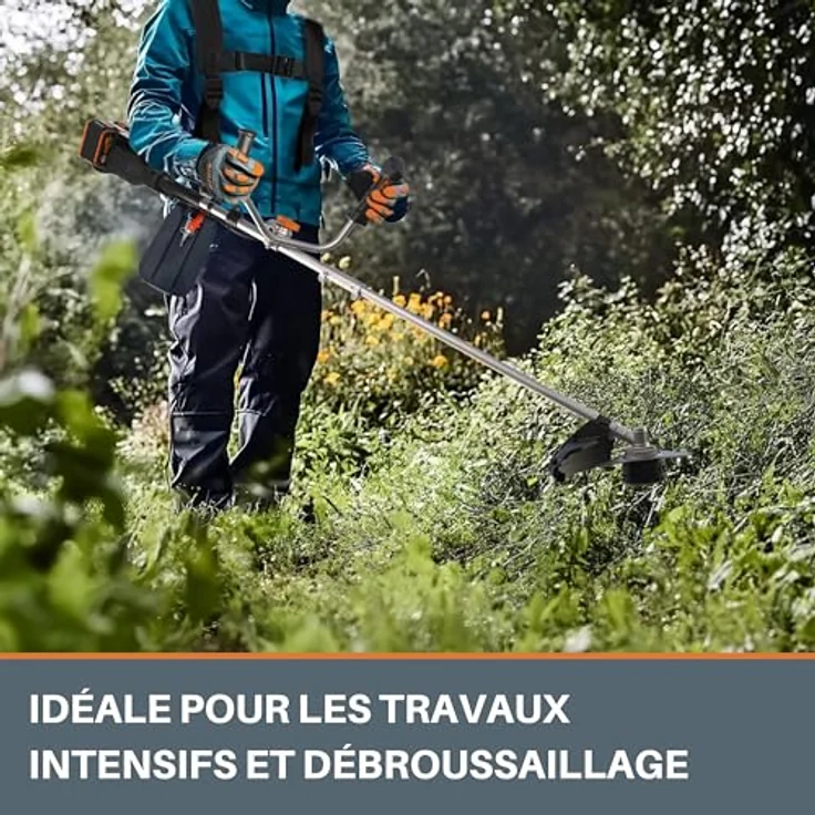 Worx PowerShare 20V Akku-Rasentrimmer WG084E.9, bürstenloser Motor, Schnittbreite Faden 38 cm, ohne Akku, ergonomisches Design – Bild 3