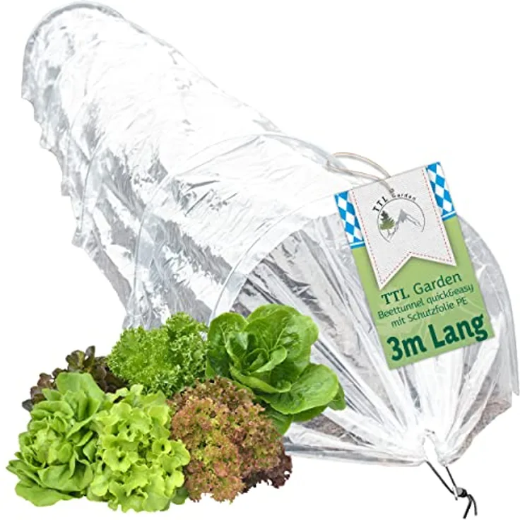 TTL GARDEN Quick&Easy Beettunnel 300x45x30cm, PE Folie für Frühbeet Effekt, ideal für Gemüse und Jungpflanzen