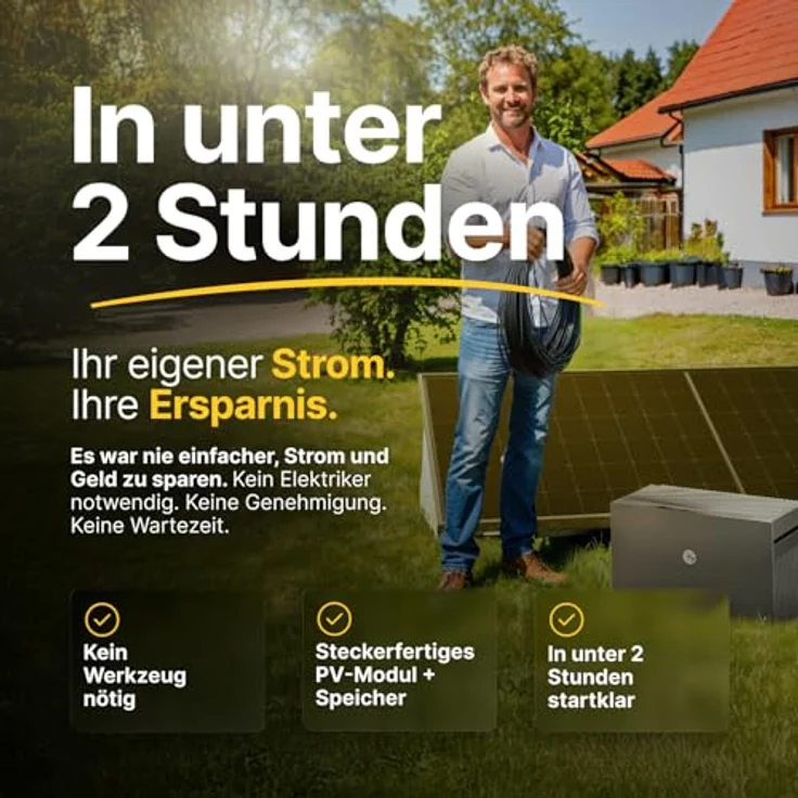 Solakon Balkonkraftwerk 2000W, Photovoltaik Solaranlage mit 800W N-Typ Solarmodulen und 5m Kabel, steckerfertig Komplettset mit Wandhalterung – Bild 5