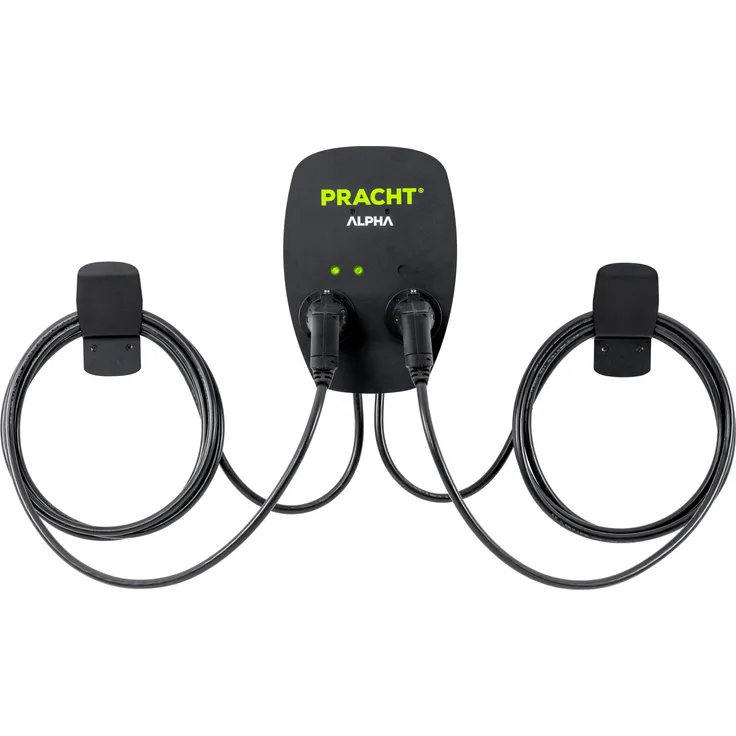 Pracht Elektroauto Ladestation ALPHA-Wallbox + 2xTyp 2 NRG1010 Anschlüsse 2x5,5m Ladekabel (Typ 2, 22 kW)