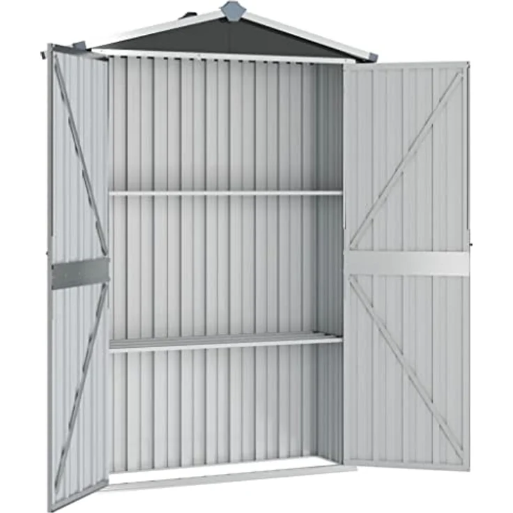 vidaXL Gerätehaus Anthrazit 107,5x46x183 cm Verzinkter Stahl – Bild 4