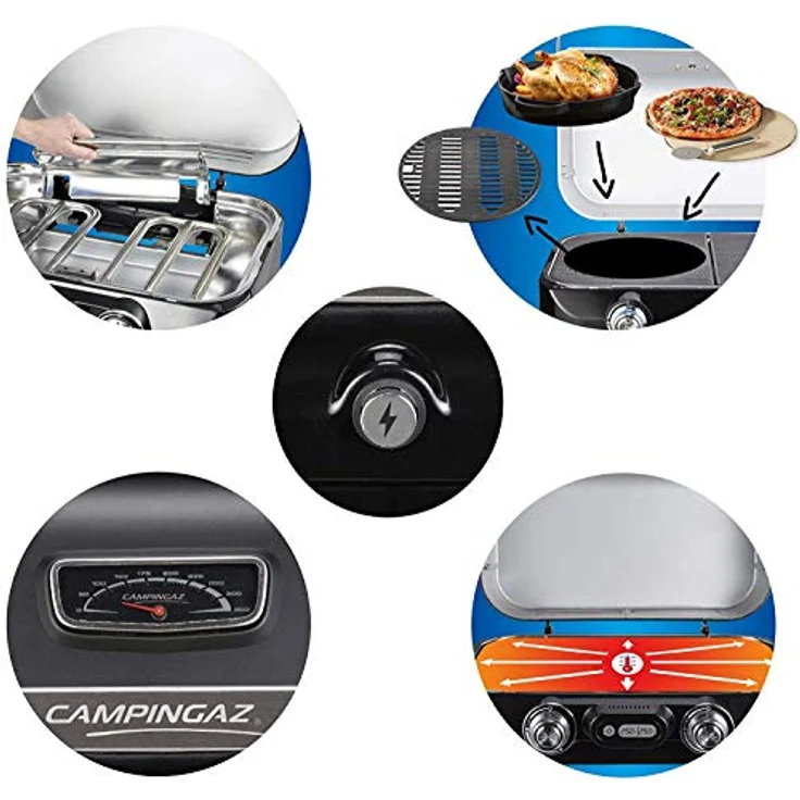 Campingaz Attitude 2100 LX Gasgrill Tragbarer Tischgrill mit 2 Stahlbrennern, 5 kW Leistung, Camping Gasgrill mit Deckel, Thermometer und Gusseisengrill, 2000038741 – Bild 5