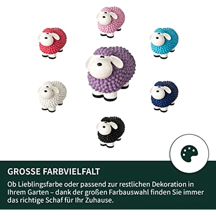 VERDOBA Mini Deko Schaf Molly, wetterfestes Gartenfigur in Pastell Violett, 21 x 12,5 x 16,5 cm – Bild 3