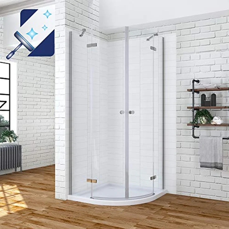 AQUABATOS Duschwand Viertelkreis 90x90 cm mit Schiebetür, Sicherheitsglas klar mit Lotus-Effekt, Höhe 195 cm – Bild 1