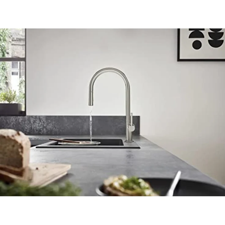 hansgrohe Küchenarmatur 210 Talis M54, ausziehbarer Schlauch mit Brausefunktion und 2 Strahlarten, Hochdruck, schwenkbar – Bild 2