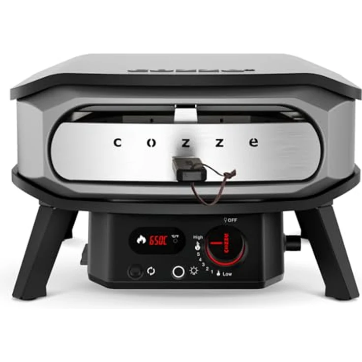 Cozze® Gas-Pizzaofen Premium Rotate 13, drehbarer Pizzastein, Backtemperatur bis 500°C, tragbar, grau/schwarz – Bild 2