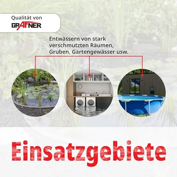 GRAFner Schmutzwassertauchpumpe 400 Watt 8000 l/h Schmutzwasserpumpe Tauchmotorpumpe – Bild 6