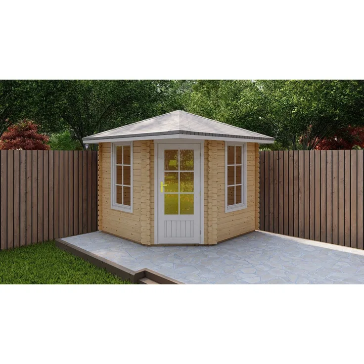 Finn Art Blockhaus Gartenhaus Schweden 30, 5-Eck Holzhaus mit 28mm Wandstärke, BxT: 260x260 cm, ohne Fußboden, skandinavisches Design