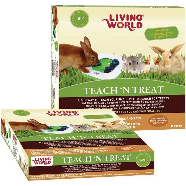Living World Green Tier-Intelligenzspielzeug 3in1 interaktives Spielzeug, Lernspielzeug für kleine Heimtiere, 25 x 25 x 5 cm