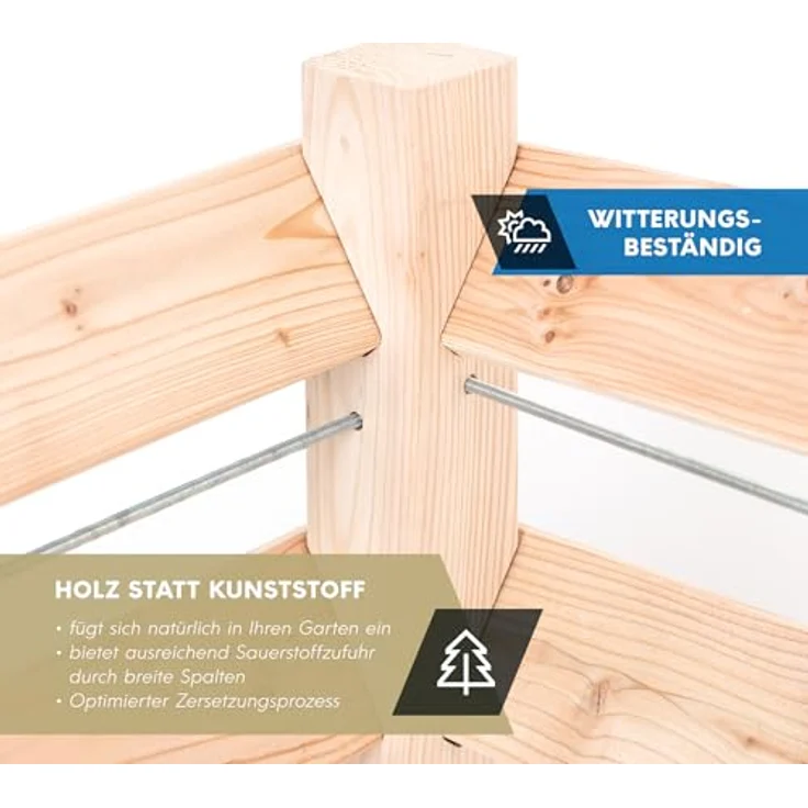 Westmann Holz Komposter Konni S, FSC-zertifiziertes Lärchenholz, robust und wartungsarm, 615 Liter, 85x85x80, natur – Bild 4
