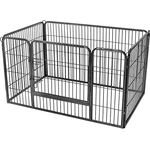 Feandrea Welpenauslauf, transportabel, 122 x 80 x 70 cm, grau - Hochwertiges Metall, abgerundete Ecken, 2 Türriegel, Bodengleiter, vielseitig einsetzbar