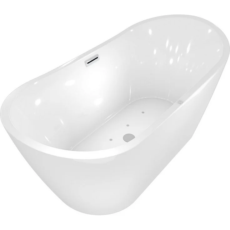 AcquaVapore F13 Whirlpool-Badewanne freistehend 180x92cm, Luftmassage, LED Unterwasserbeleuchtung, weiß