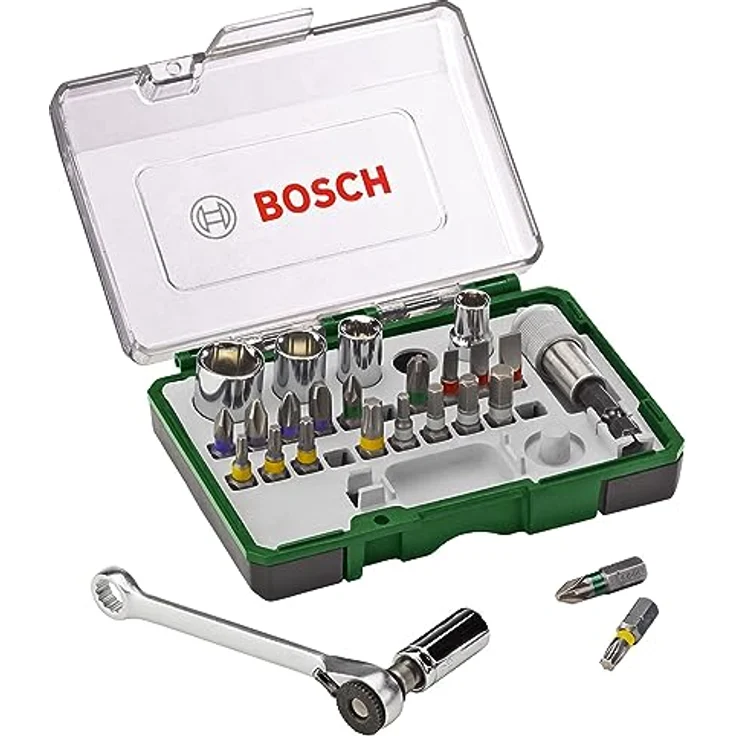 Bosch 27tlg. Schrauberbit und Ratschen-Set, für Bohrschrauber und Schraubendreher, mit farbcodierten Bits und handlicher Aufbewahrungsbox – Bild 1