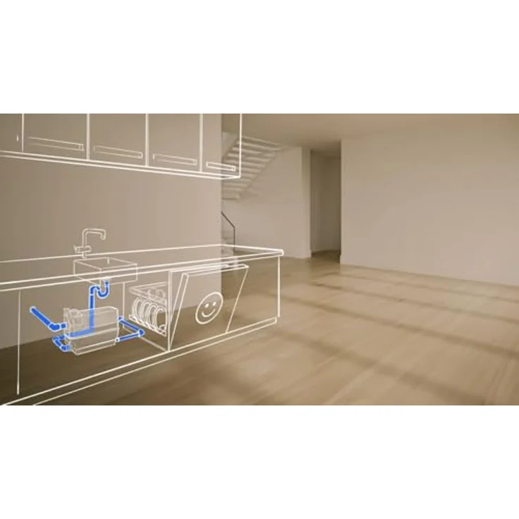 Grundfos Sololift2 C-3, Schmutzwasserpumpe mit integriertem Rückschlagventil, 5,7 l Tankvolumen, max. Förderhöhe 5,95 m, flexibler Druckanschluss – Bild 2