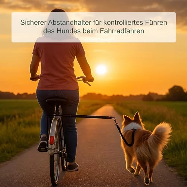 relaxdays Fahrradleine für Hunde mit Abstandshalter, Stahl, Schwarz - flexible Leine für sicheres Führen beim Fahrradfahren – Bild 2
