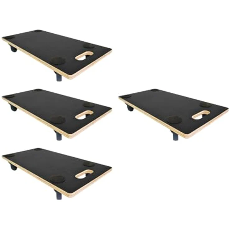 PROREGAL Mega Deal Profi Transportroller, 4 Stück, 200 kg Traglast, 4 Lenkrollen, Siebdruck Holzplatte, Schwarz, HxBxT 11,5 x 30 x 60 cm – Bild 1