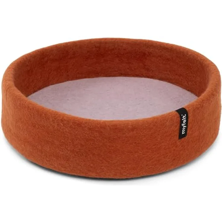myfelt Lora Schurwolle-Hundekorb, Rostrot mit lavendelfarbenem Inlay, 40 x 13 cm - Handgefertigter Hundekorb aus reiner Schurwolle, schmutzabweisend und antibakteriell