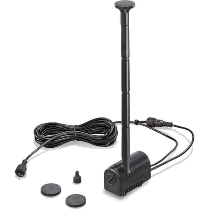 Esotec Solar Einzelpumpe Fountain 160 230 LED, universell einsetzbare Teichpumpe, IP68, 230l/h Förderleistung, 6-9V/DC, inklusive Düsenaufsätze