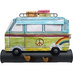 Gall&Zick Briefkasten Postkasten Metall bemalt, Wandbriefkasten mit Zeitungsrolle A4, Hippie Bus bunt