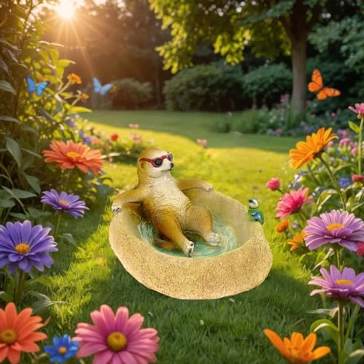 Kremers Schatzkiste Erdmännchen Eddy Vogeltränke Figur Gartenfigur 31 cm Meercat Tierfigur Gartendekoration aus Kunstharz – Bild 5