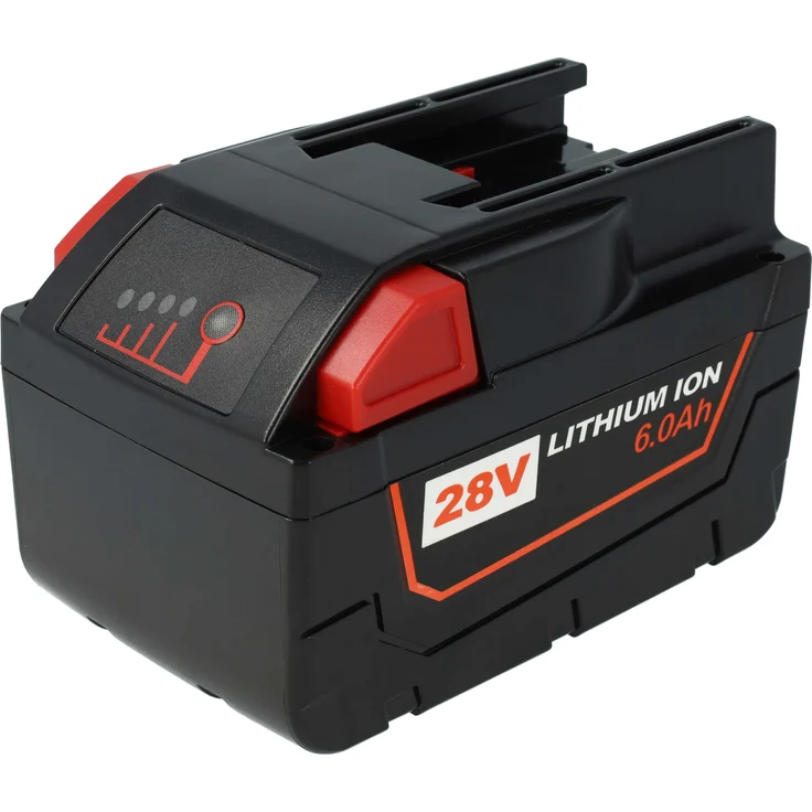 EXTENSILO Akku kompatibel mit Milwaukee 0721-21, 6000 mAh Li-Ion, 28 V, schwarz/rot