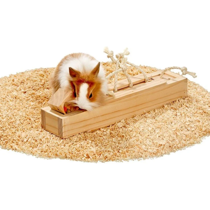 Karlie Tier-Beschäftigungsspielzeug Karlie Rody Brain Train Kasten mit 6 Klötzen, Intelligenzspielzeug für Kleintiere - Holzkästchen mit Seil zum Herausziehen, Naturfarben